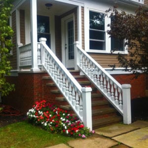 Side entry stair railings and spindles