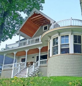 Exterior balustrades with curved rail