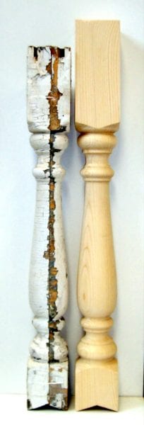 Reproduction of a rotted porch spindle