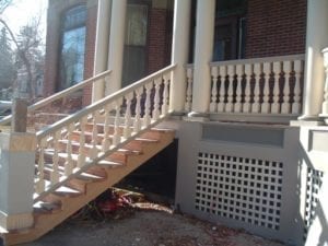 Turned porch stair railing balusters