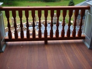 mahogany floor and spindles