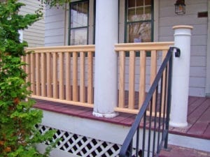 Square balusters on a front porch