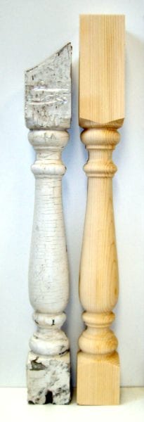 Cedar spindle copied from the old baluster
