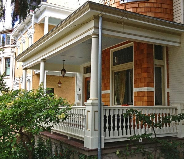 Victorian porch railing with columns