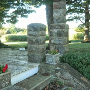 Stone pillars for porch rail posts