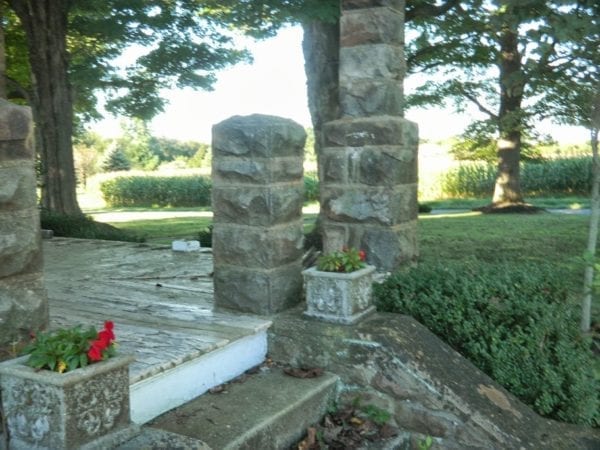 Stone pillars for porch rail posts