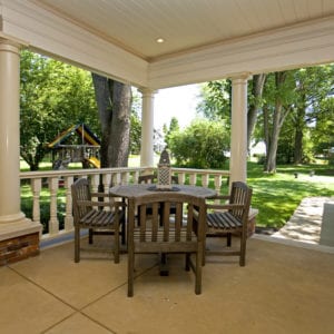 Covered patio railing, spindles, and columns