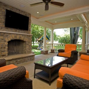 Covered patio railing, spindles, and columns