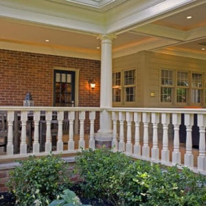 Covered patio railing, spindles, and columns