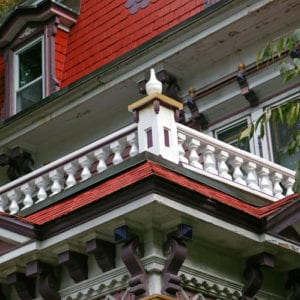 Covered entry Victorian railing