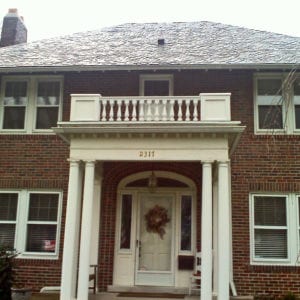 Portico upper railing and spindles