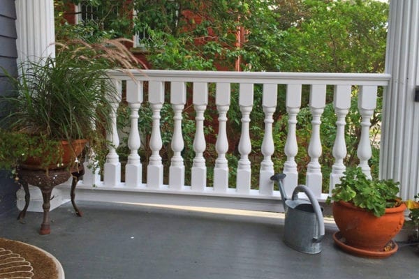 Victorian porch spindles, railing, and fluted columns