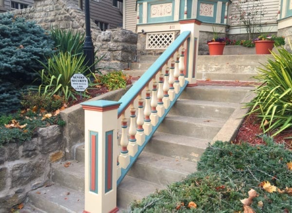 Front entry exterior railing and spindles