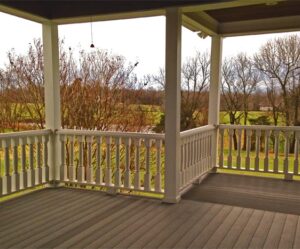 Custom turned balusters for a covered deck