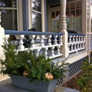 Accent spindles on a Victorian porch