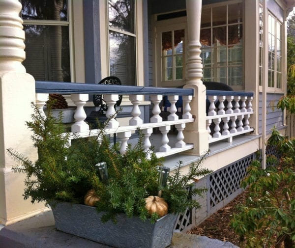 Accent spindles on a Victorian porch