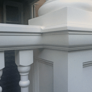 Custom top rail attached to column pedestal