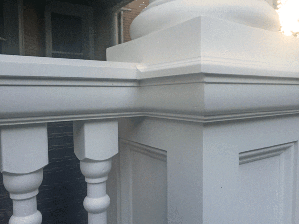 Custom top rail attached to column pedestal