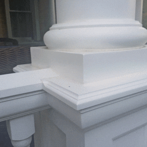 Custom Top Rail connected to Column pedestal with Tuscan Base