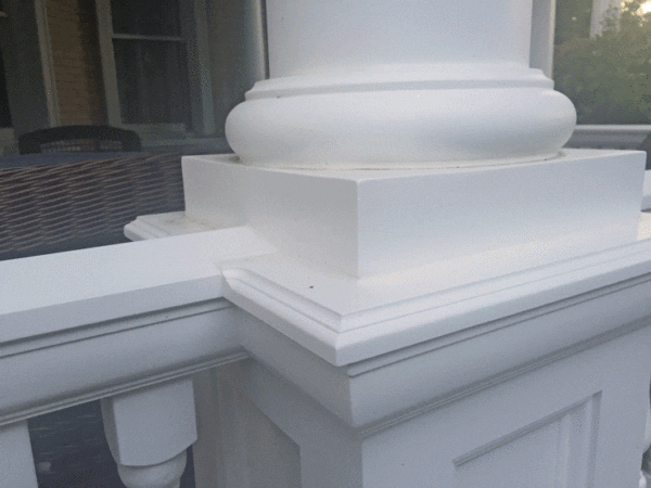Custom Top Rail connected to Column pedestal with Tuscan Base