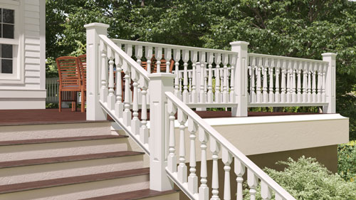 4" Wood Railing with 2 1/2" Tuscan Wood Porch Spindles
