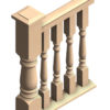 2 1/2" turned porch balusters, 4" 3-piece Porch Rail system