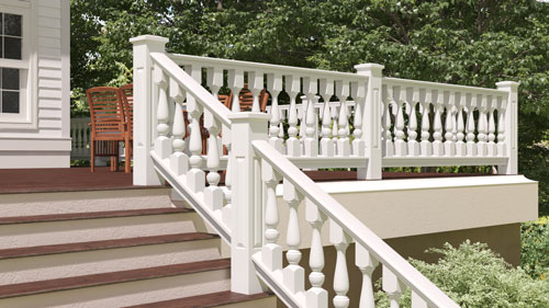 6" Wood Railing with Revival Porch Spindles