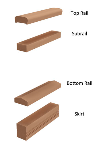 4" 4-piece Wood Porch Railing