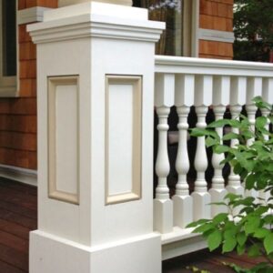 Victorian porch spindles and recessed panel column pedestal