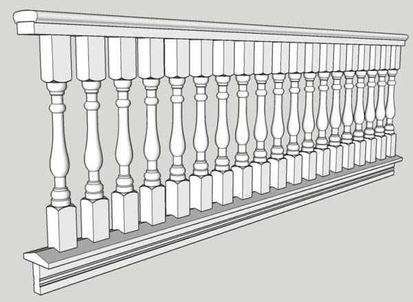 2 1/2" porch railing spindles drawing