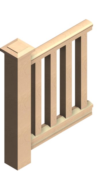 3x3 square porch balusters, 6x6 newel post, 4 inch porch railing