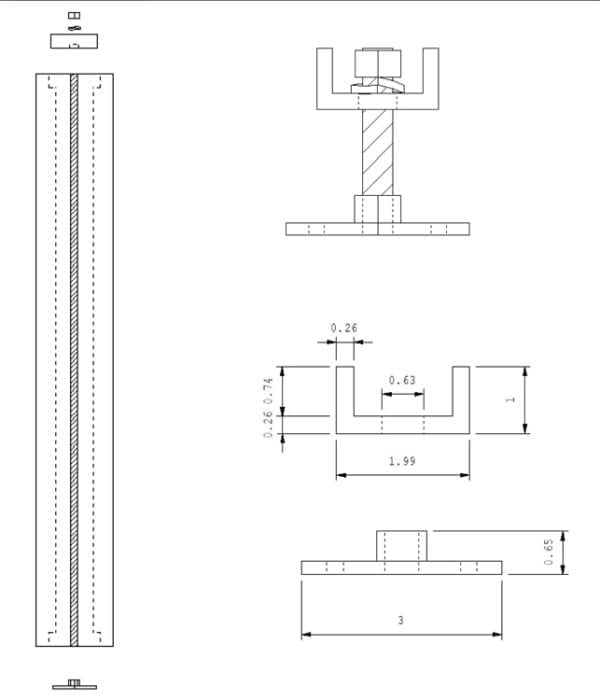 Porch Newel Post Installation Hardware Kit Drawing