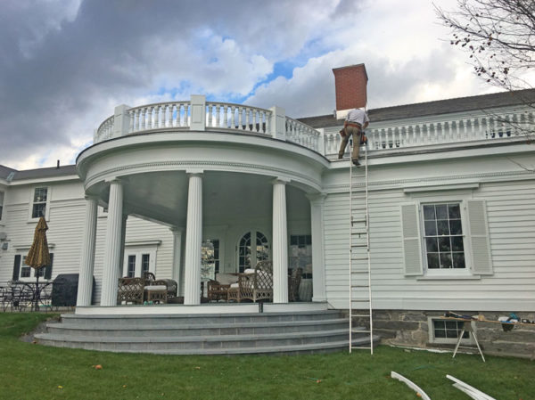 Rooftop wood porch spindles