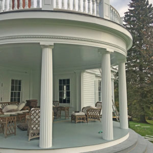 Rooftop wood porch spindles