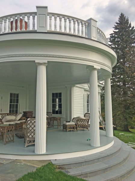 Rooftop wood porch spindles