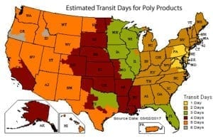 Fast shipping transit times for synthetic railing