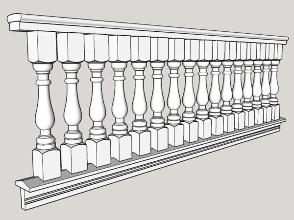 Large Victorian porch railing model