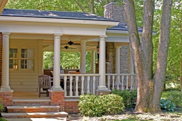 Classic porch spindles with cedar rails