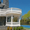 two story curved porch railings