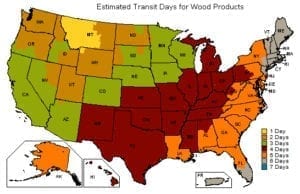 Shipping transit times for railing shipped to all 50 states