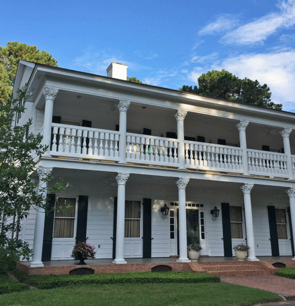 Large upper porch railing with columns