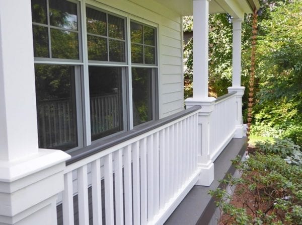 Square balusters on front porch railing
