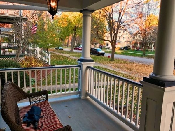 Front porch railing, columns, and pedestals