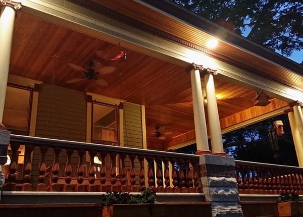 Covered front porch railings and columns
