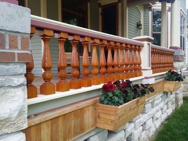 Revival porch spindles stained