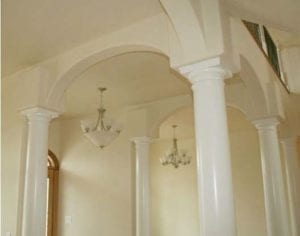 Interior round tapered column capitals