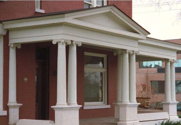 Round tapered columns with standard flute