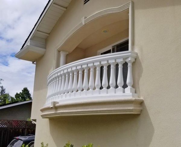 Curved Polyurethane Balcony Railing with Balusters