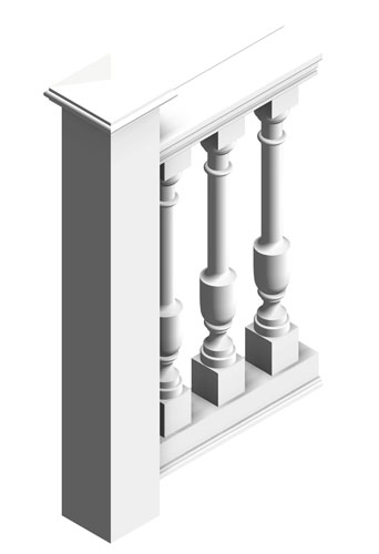 3x3 Porch Balusters, 6" composite newel post