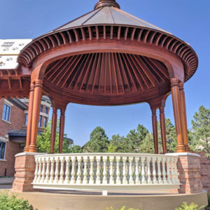 curved hardwood gazebo railing